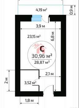 Студия квартира, вторичка, 31м2, 4/16 этаж