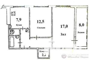 2-к квартира, вторичка, 52м2, 1/9 этаж