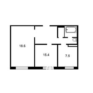 2-к квартира, вторичка, 44м2, 4/6 этаж