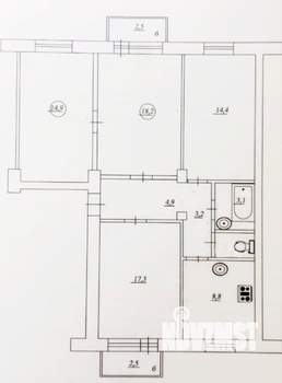 4-к квартира, вторичка, 86м2, 5/5 этаж