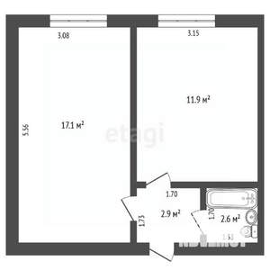 2-к квартира, вторичка, 35м2, 8/9 этаж