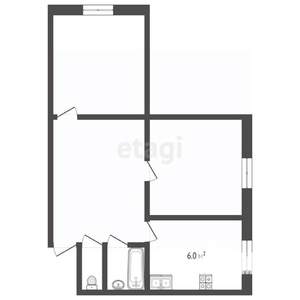 2-к квартира, вторичка, 42м2, 1/5 этаж