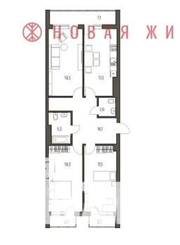 3-к квартира, вторичка, 98м2, 16/24 этаж