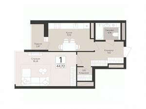 1-к квартира, вторичка, 45м2, 12/17 этаж