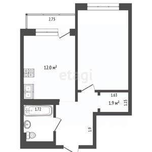 1-к квартира, вторичка, 37м2, 3/26 этаж