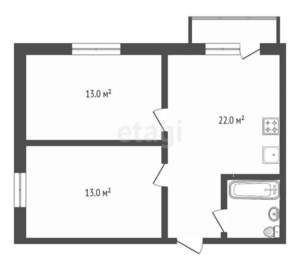 2-к квартира, вторичка, 55м2, 3/18 этаж
