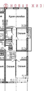 3-к квартира, строящийся дом, 119м2, 9/25 этаж