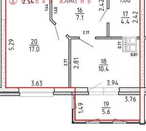 1-к квартира, сданный дом, 44м2, 14/16 этаж