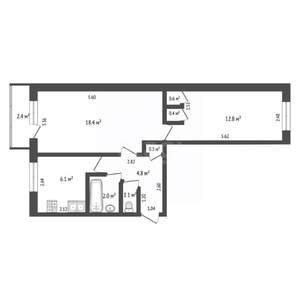 2-к квартира, вторичка, 46м2, 5/5 этаж