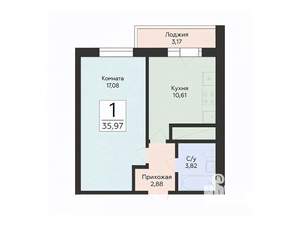 1-к квартира, вторичка, 36м2, 19/24 этаж
