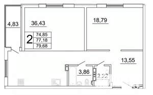 2-к квартира, строящийся дом, 80м2, 11/27 этаж