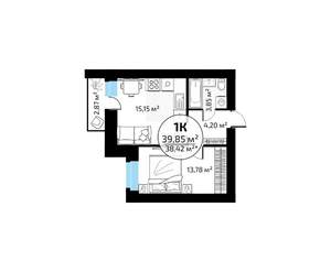 1-к квартира, вторичка, 40м2, 4/18 этаж