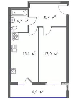 1-к квартира, вторичка, 50м2, 6/20 этаж