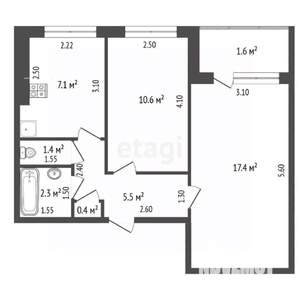 2-к квартира, вторичка, 44м2, 5/9 этаж