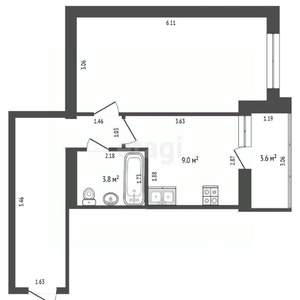 1-к квартира, вторичка, 42м2, 3/10 этаж