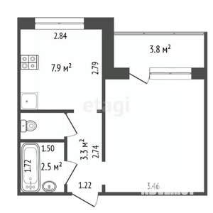 1-к квартира, вторичка, 29м2, 7/9 этаж