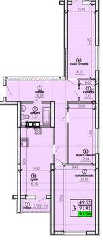 3-к квартира, сданный дом, 94м2, 15/25 этаж