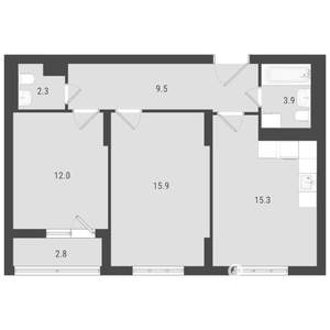2-к квартира, вторичка, 60м2, 2/24 этаж