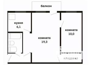 2-к квартира, вторичка, 43м2, 4/4 этаж