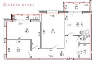 3-к квартира, сданный дом, 99м2, 16/16 этаж
