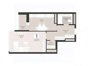 1-к квартира, вторичка, 45м2, 12/17 этаж