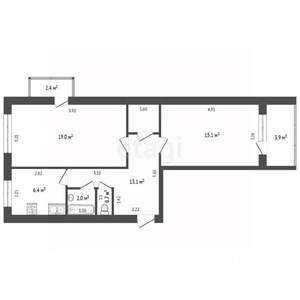 2-к квартира, вторичка, 57м2, 3/9 этаж