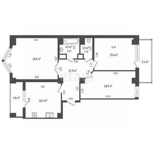 3-к квартира, вторичка, 96м2, 6/10 этаж