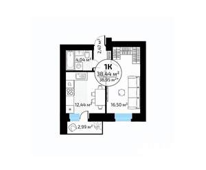 1-к квартира, вторичка, 38м2, 4/18 этаж