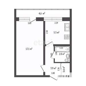 1-к квартира, вторичка, 35м2, 5/5 этаж