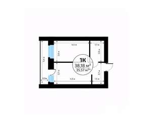1-к квартира, вторичка, 38м2, 17/18 этаж