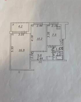 2-к квартира, вторичка, 49м2, 6/9 этаж