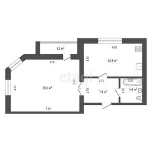 1-к квартира, вторичка, 45м2, 14/14 этаж