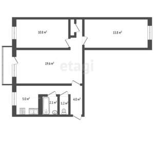3-к квартира, вторичка, 58м2, 2/5 этаж