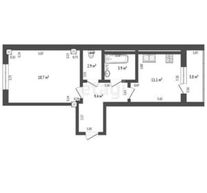 1-к квартира, вторичка, 48м2, 9/20 этаж