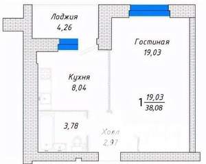 1-к квартира, вторичка, 34м2, 3/9 этаж