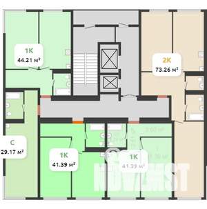 1-к квартира, строящийся дом, 44м2, 12/24 этаж