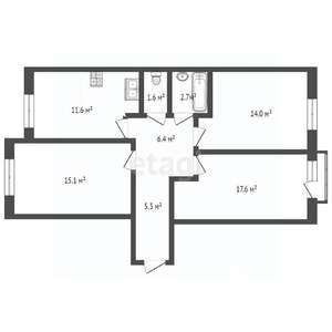 3-к квартира, вторичка, 74м2, 3/3 этаж