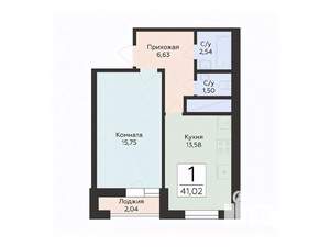 1-к квартира, вторичка, 41м2, 3/24 этаж
