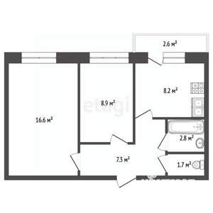 1-к квартира, вторичка, 44м2, 17/27 этаж