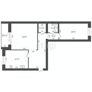 2-к квартира, вторичка, 71м2, 2/10 этаж