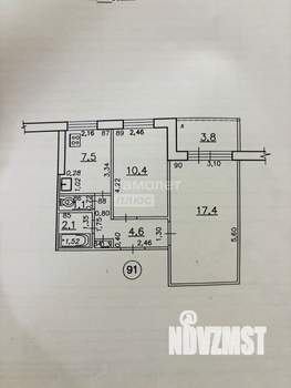 2-к квартира, вторичка, 43м2, 6/9 этаж