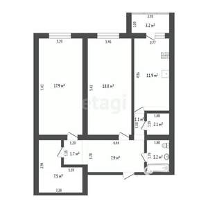 2-к квартира, вторичка, 72м2, 1/18 этаж