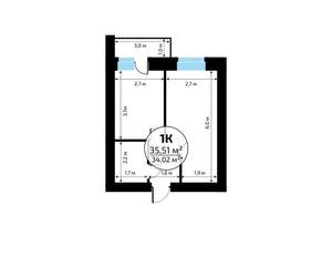 1-к квартира, вторичка, 36м2, 17/18 этаж