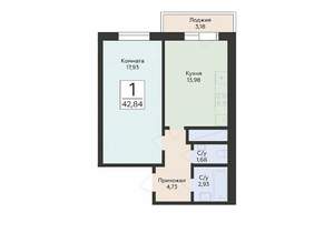 1-к квартира, вторичка, 43м2, 11/24 этаж