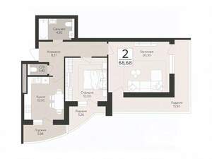 2-к квартира, вторичка, 69м2, 11/17 этаж