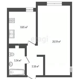 1-к квартира, вторичка, 37м2, 15/22 этаж