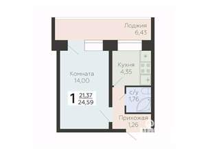 1-к квартира, вторичка, 25м2, 4/12 этаж