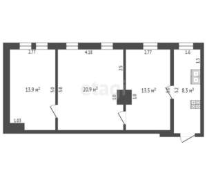 2-к квартира, вторичка, 56м2, 2/2 этаж