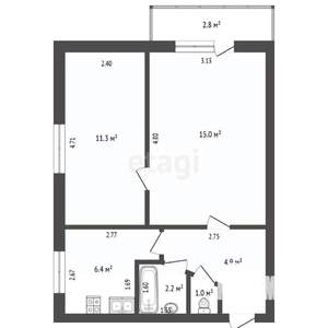 2-к квартира, вторичка, 41м2, 3/5 этаж