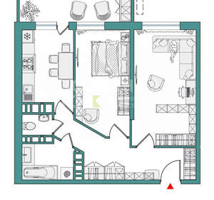 2-к квартира, сданный дом, 58м2, 9/25 этаж